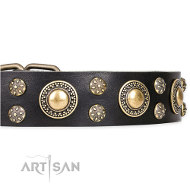 Schwarzes Halsband Echtleder im Barockstil Schwarzes Halsband Echtleder im Barockstil