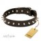 Feines Lederhalsband mit Spikes, 3 cm breit