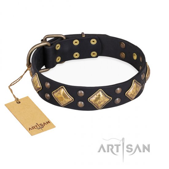 Leder Hundehalsband schwarz "Fancy-Schmancy" FDT Artisan
