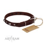 Echtleder Halsband dekoriert mit Sternen Nieten_3