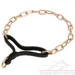 Kettenhalsband Gold und Leder gegen Ungehorsam ➢➣➢