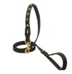 Hundeleine aus Leder mit schöner Flechtarbeit und Nieten-Dekor