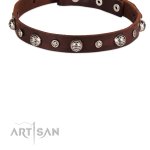 Echtleder Halsband dekoriert mit Sternen Nieten_6