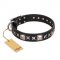 Dog collar made of leather "Space Walk" FDT Artisan, black