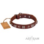 Designer Lederhalsband 2,5 cm breit mit Pyramiden_7