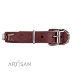 Designer Lederhalsband 2,5 cm breit mit Pyramiden_2