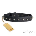 Feines Lederhalsband mit Spikes, 3 cm breit_1
