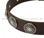 Schönes Lederhalsabnd mit blauen Steinen für Boerboel Mastiff_4