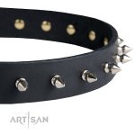 Feines Lederhalsband mit Spikes, 3 cm breit_5