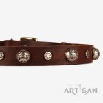 Echtleder Halsband dekoriert mit Sternen Nieten_4