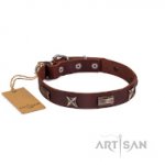 Lederhalsband 2,5 cm Sternen und Platten exklusiv von FDT Artisan_0
