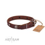 Lederhalsband für Hunde mit runden Platten-Dekor, 25 mm_6