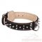 Nappa Gepolstert Lederhalsband mit Vernickelten Spikes