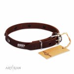 Halsband Leder 2 cm mit Barock Platten verziert_6