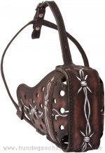 Geschlossener Ledermaulkorb mit Stacheldraht Bemalung für Malinois_3