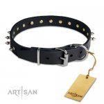 Feines Lederhalsband mit Spikes, 3 cm breit_3