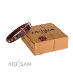 Designer Lederhalsband 2,5 cm breit mit Pyramiden_5