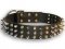 Perfect leather dog collar with pyramids and spikes