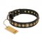Hundehalsband aus Leder "Gold Mine" FDT Artisan, schwarz