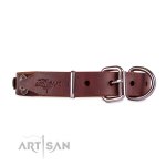 Stabiles Halsband aus Rindleder mit großen Nieten_2