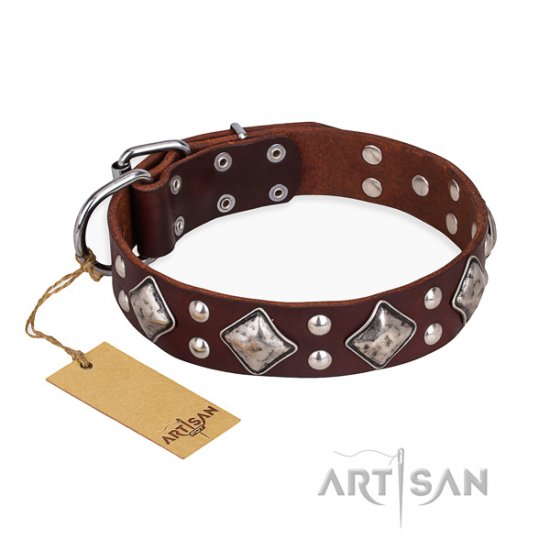 Hundehalsband Leder breit "King of Grace" FDT Artisan, braun