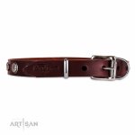 Braunes Lederhalsband mit Luxus Sternchen und Blumen Nieten_2