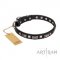 Elegantes Hundehalsband mit silberfarbigen Platten von FDT Artisan