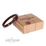 Designer Lederhalsband 2 cm mit Nieten im Blumen Motiv ❁_1