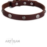 Designer Lederhalsband 2 cm mit Nieten im Blumen Motiv ❁_5