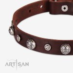 Echtleder Halsband dekoriert mit Sternen Nieten_7