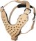 Leder Hundegeschirr mit verchromten Stahl-Spikes, tan