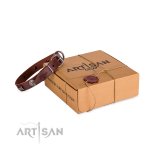 Stabiles Halsband aus Rindleder mit großen Nieten_5