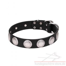 Leder Halsband mit großen Kreisen Sonne Prägung