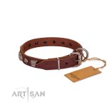 Designer Lederhalsband 2,5 cm breit mit Pyramiden_6