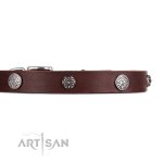 Designer Lederhalsband 2 cm mit Nieten im Blumen Motiv ❁_4