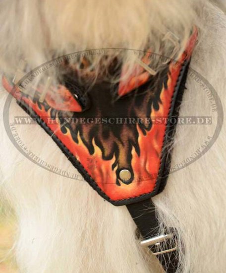 Leder Hundegeschirr für Südrussischen Owtscharka, Feuer-Stil_1