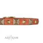 Luxus Lederhalsband mit massiven Platten aus Messing_4