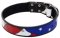 Leder Halsband für Hunde mit Bemalung "amerikanische Flagge"