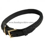 Exklusives Lederhalsband 2,5 cm mit Flechten-Dekor_0