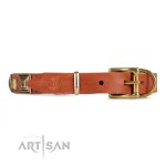 Luxus Lederhalsband mit massiven Platten aus Messing_7