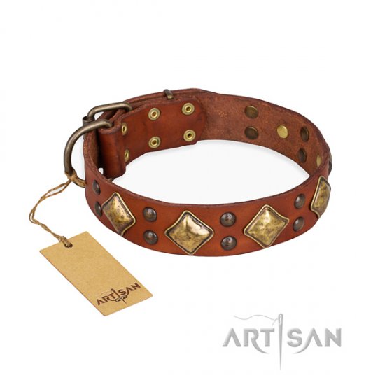 Hundehalsband Leder breit "Flight of Fancy" FDT Artisan, tan