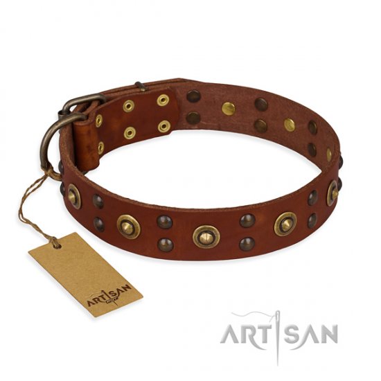 Leder Hundehalsband "Unfailing Charm" FDT Artisan, hell-braun