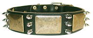 Hundehalsbänder Leder mit massiven Schildern und Spikes