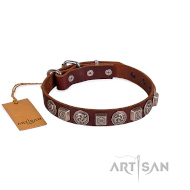 Hunde Halsband aus Leder mit massiven Nieten 25 mm