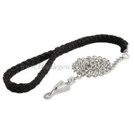 Leash with BLACK NYLON BRAIDED handle