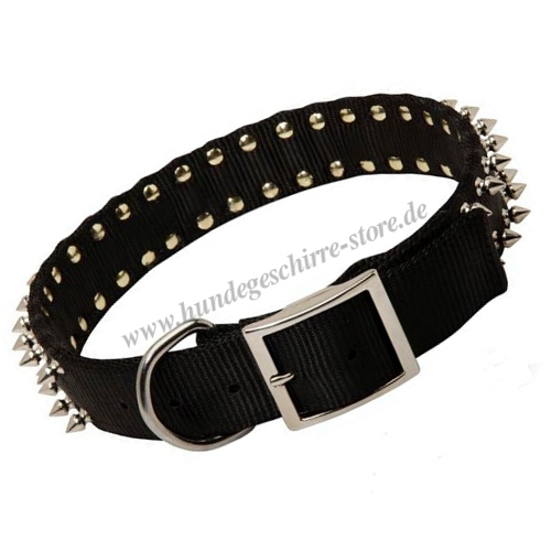 Nylon Halsband mit 2 Reihen von Spikes