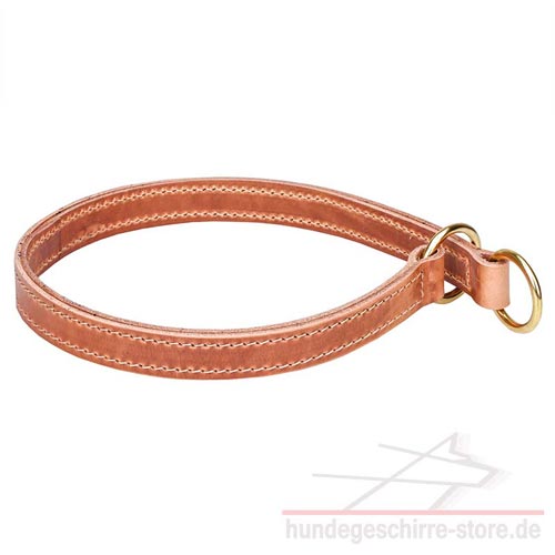 Leder Halsband für Hunde mit silberfarbigen Ringen
