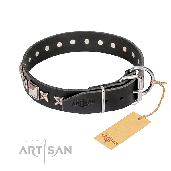 Dog collar made of real oiled leather