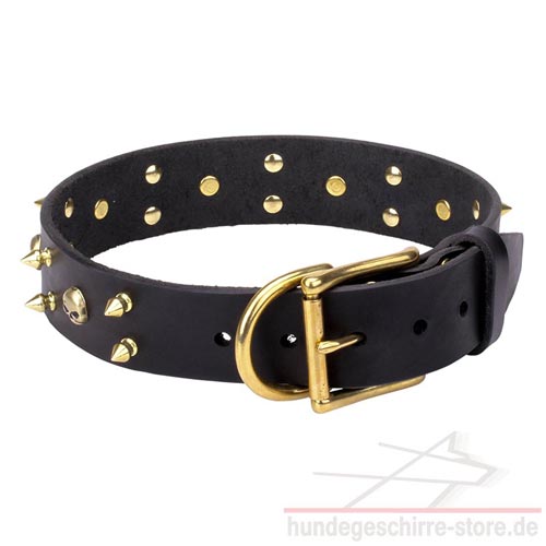 hundehalsband handgemacht leder schädel und spikes deluxe
hundeshop