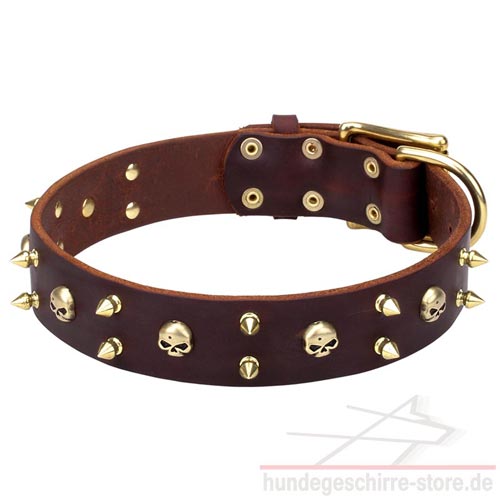 Buy collar leather wide skulls